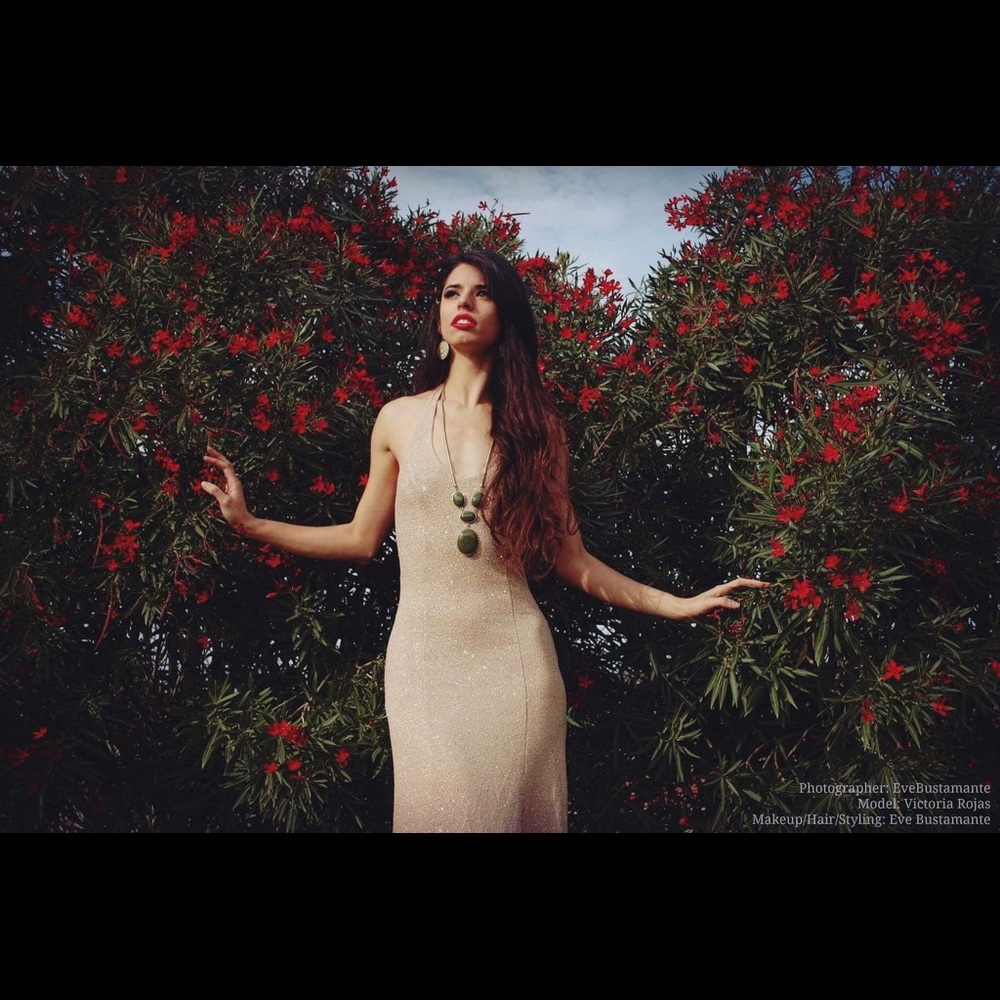 Gold glitter dress size small/med maxi with slit